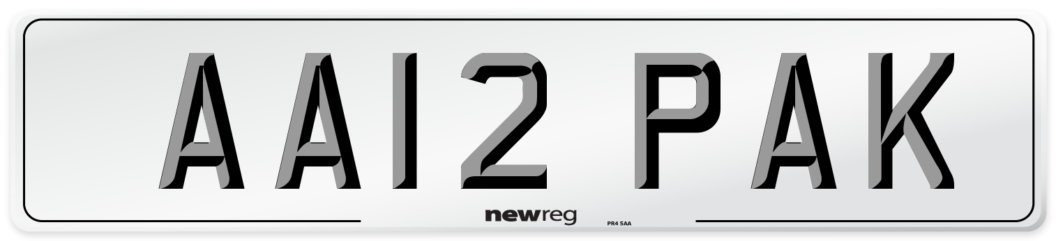 AA12 PAK Number Plate from New Reg